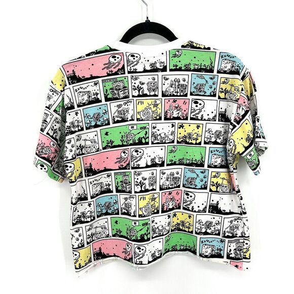 NICKELODEON Spongebob Squarepants Womens Neon Crop Jellyfish Comic T-Shirt Large - Picture 2 of 4